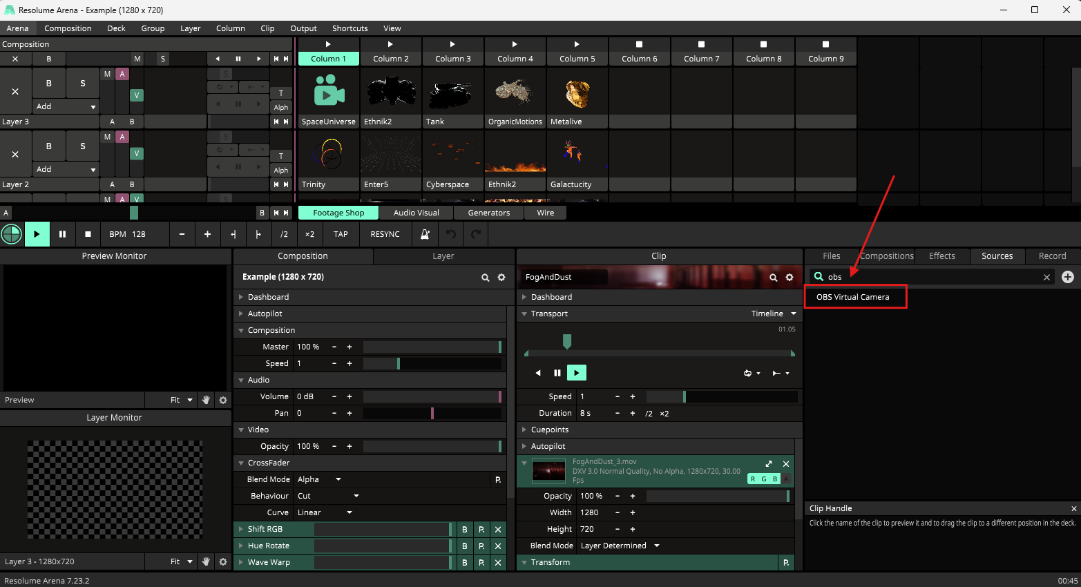 Find OBS Virtual Camera